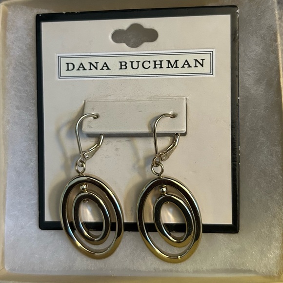 NWT Dana Buchman gold dangle oval  earrings - Picture 3 of 5